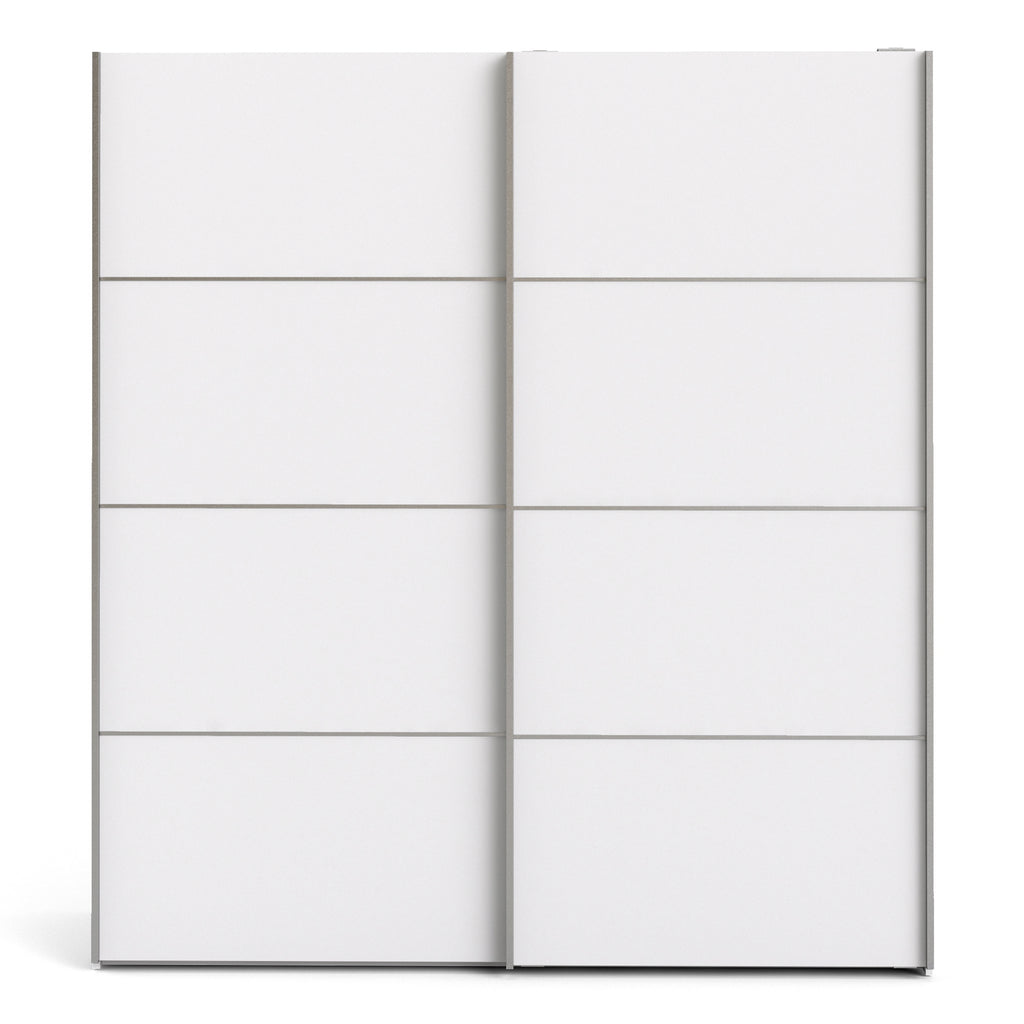 Verona Sliding Wardrobe 180cm in White with White Doors with 5 Shelves