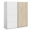 Verona Sliding Wardrobe 180cm in White with White and Oak doors with 2 Shelves