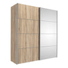 Verona Sliding Wardrobe 180cm in Oak with Oak and Mirror Doors with 2 Shelves