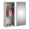 Verona Sliding Wardrobe 180cm in Oak with White and Mirror Doors with 5 Shelves