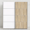 Verona Sliding Wardrobe 180cm in Oak with White and Oak doors with 5 Shelves