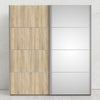 Verona Sliding Wardrobe 180cm in Oak with Oak and Mirror Doors with 5 Shelves