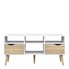 Oslo TV Unit - Wide - 2 Drawers 4 Shelves in White and Oak