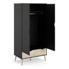 Oslo Wardrobe - 2 Doors 2 Drawers in Black and Oak