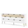 Oslo Double Dresser with 8 Drawers in White and Oak