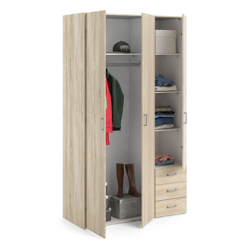 Space Wardrobe - 3 Doors 3 Drawers in Oak 2000