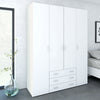 Space Wardrobe - 4 Doors 3 Drawers in White 2000