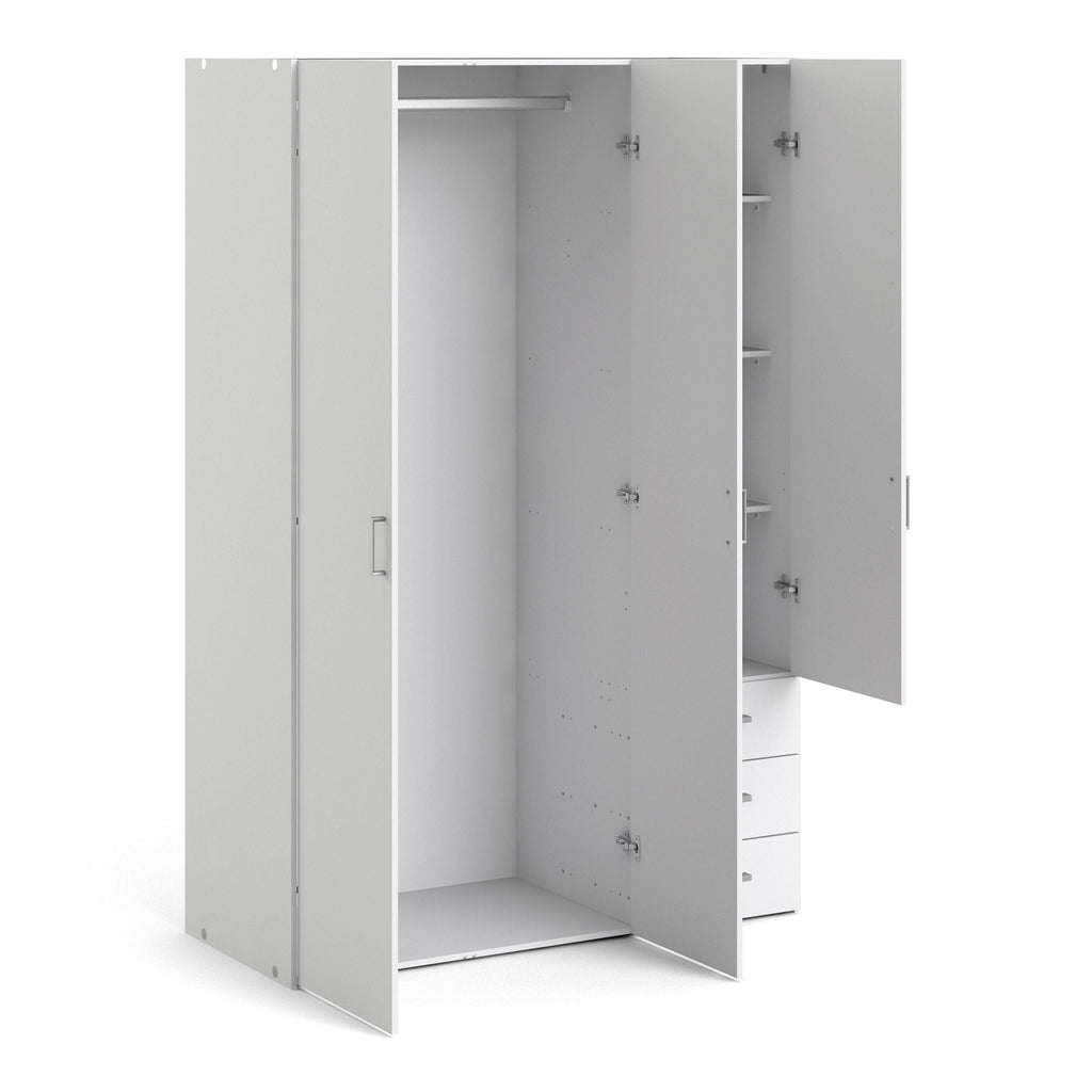 Space Wardrobe with 3 doors + 3 drawers White 1750