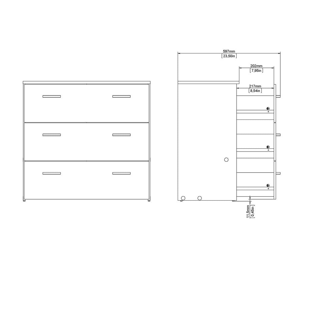 Space Chest of 3 Drawers in White