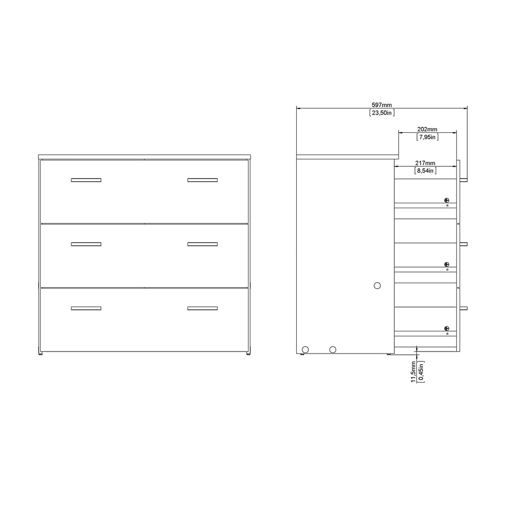 Space Chest of 3 Drawers in Oak