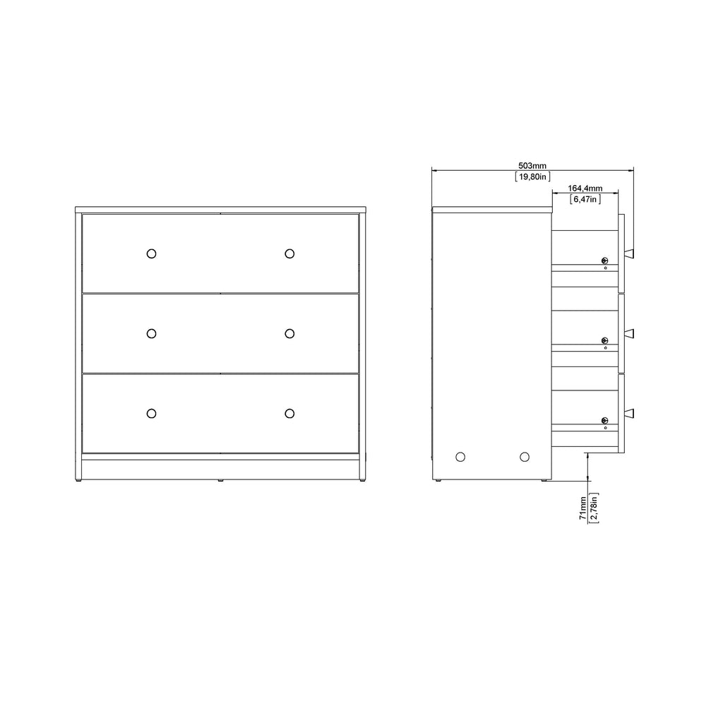 May Chest of 3 Drawers in White