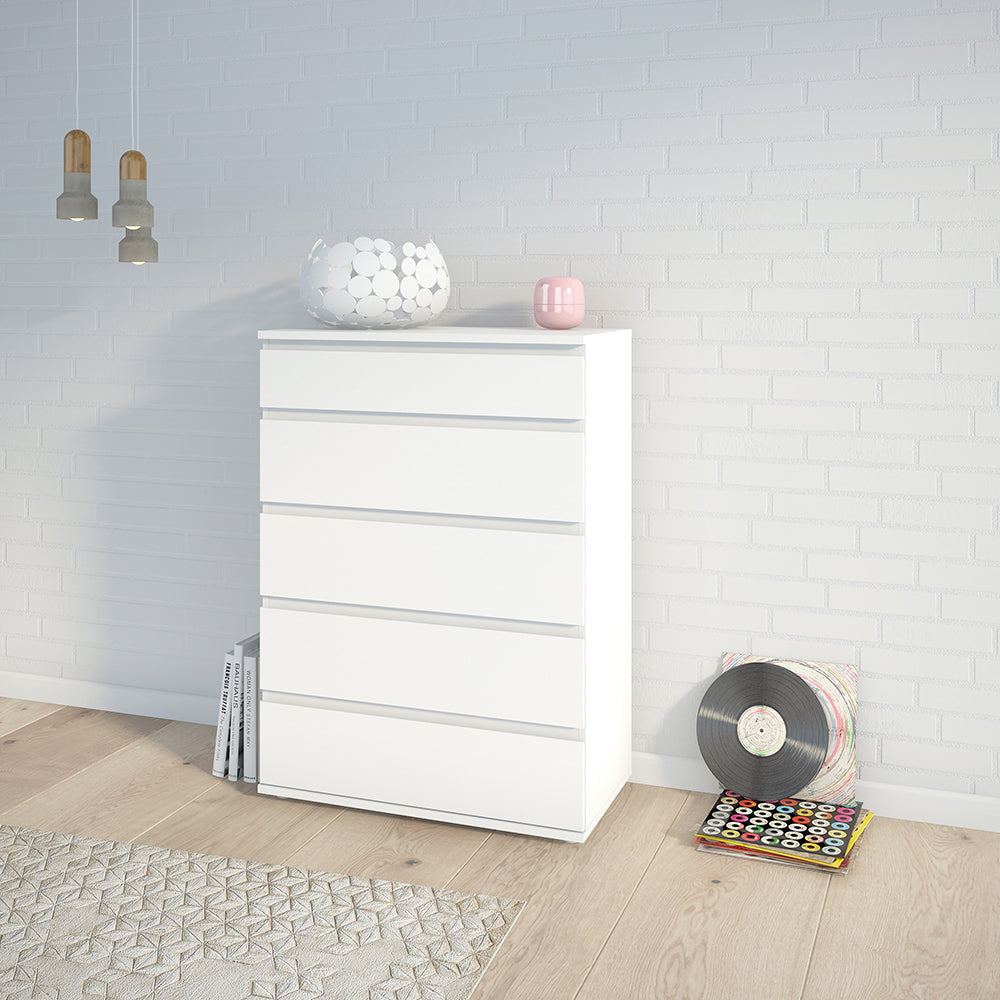 Nova Chest of 5 Drawers in White