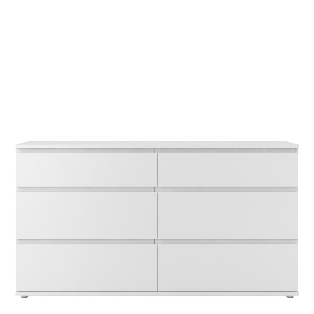 Nova Wide Chest of 6 Drawers (3+3) in White