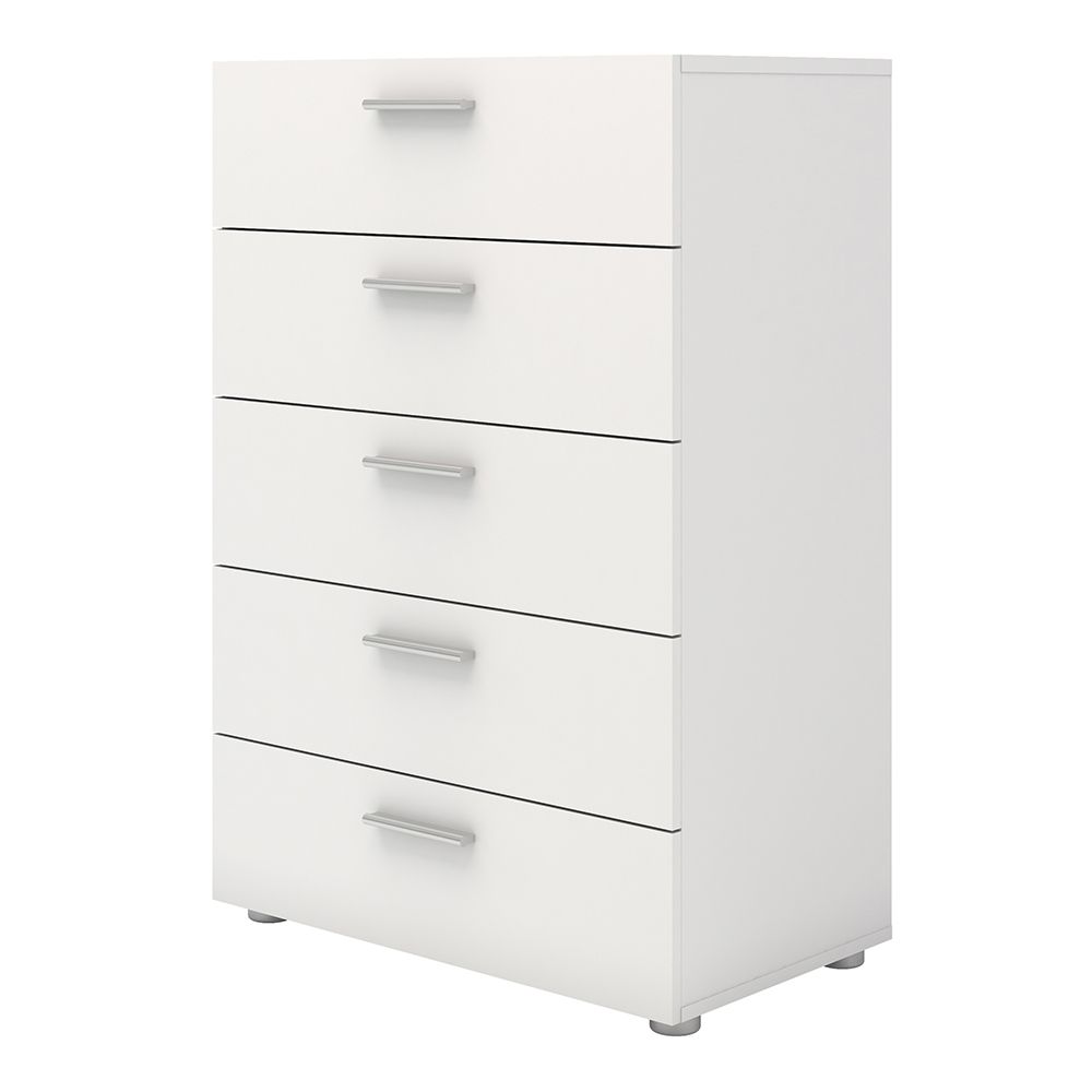 Pepe Chest of 5 Drawers in White