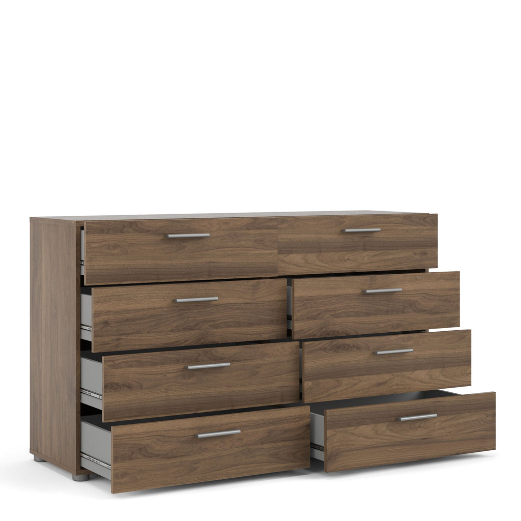 Pepe Wide Chest of 8 Drawers (4+4) in Walnut