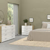 Pepe 3 Piece Bundle, Bedside, Chest and 2 Door Wardrobe in Oak and White High Gloss