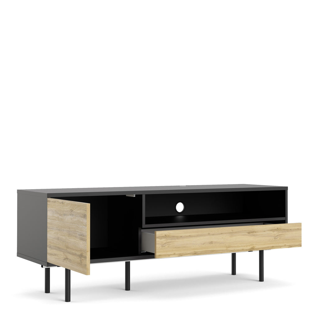 Match TV-Unit 1 Door + 1 Drawer in Black/Oak