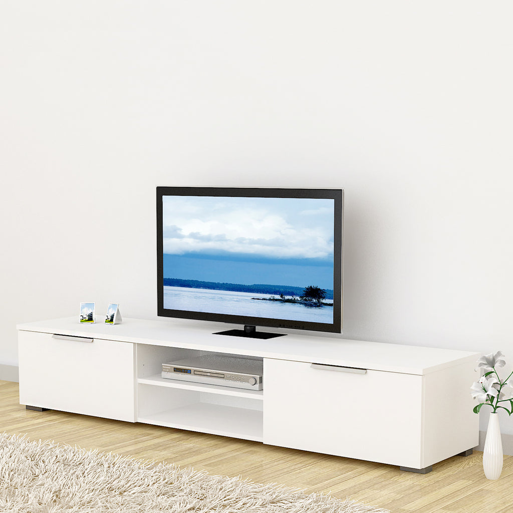 Match TV Unit 2 Drawers 2 Shelf in White High Gloss