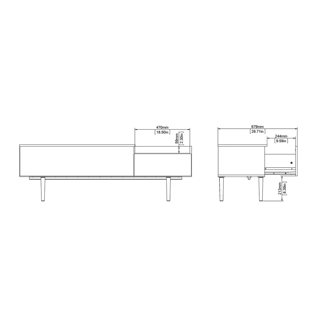 Unit Sideboard 2 Drawers 3 Doors in White and Walnut