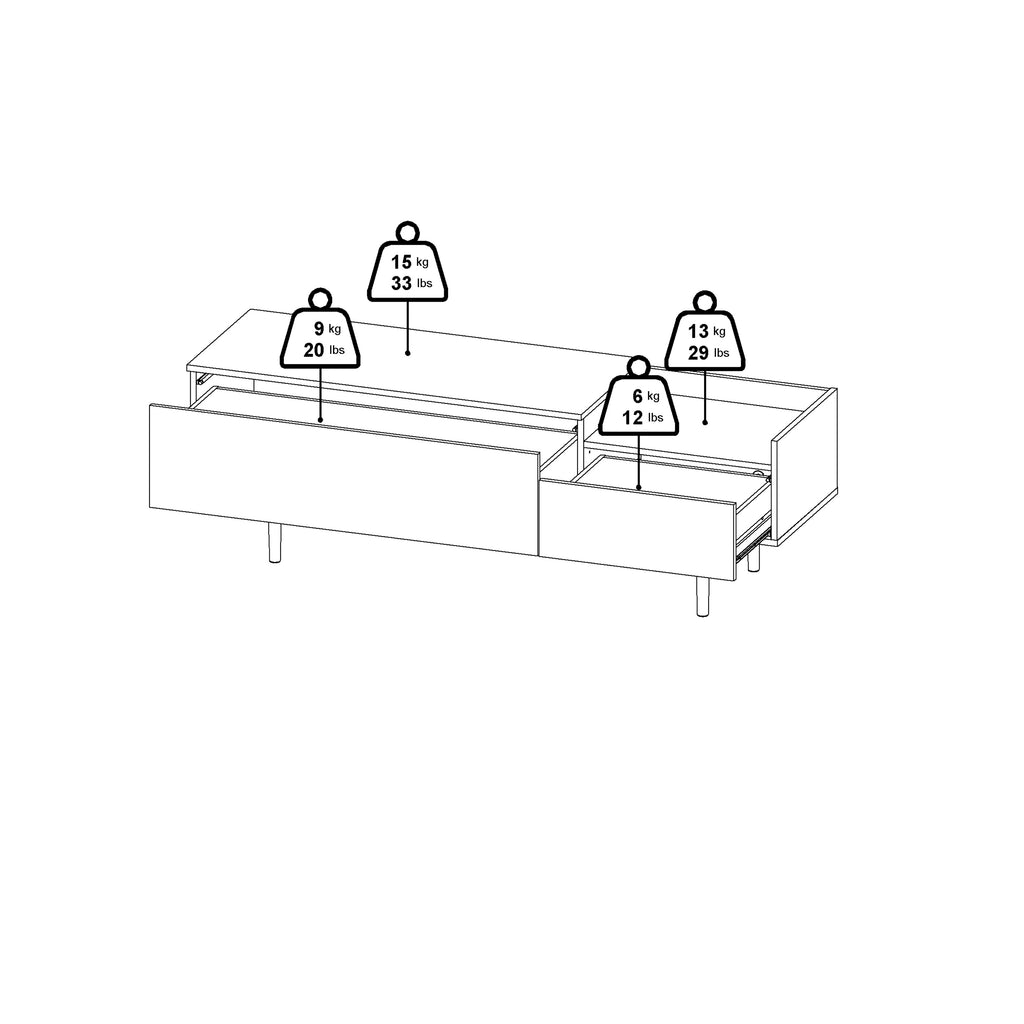 Unit Sideboard 2 Drawers 3 Doors in White and Walnut