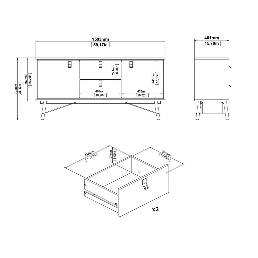 Ry. Sideboard 2 doors + 2 drawers Matt White