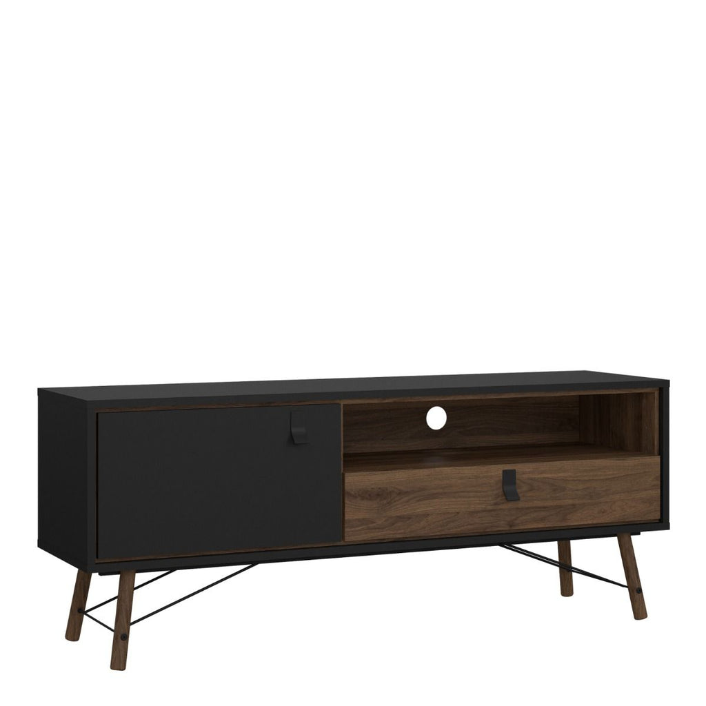 Ry. TV-unit 1 door + 1 drawer Matt Black Walnut