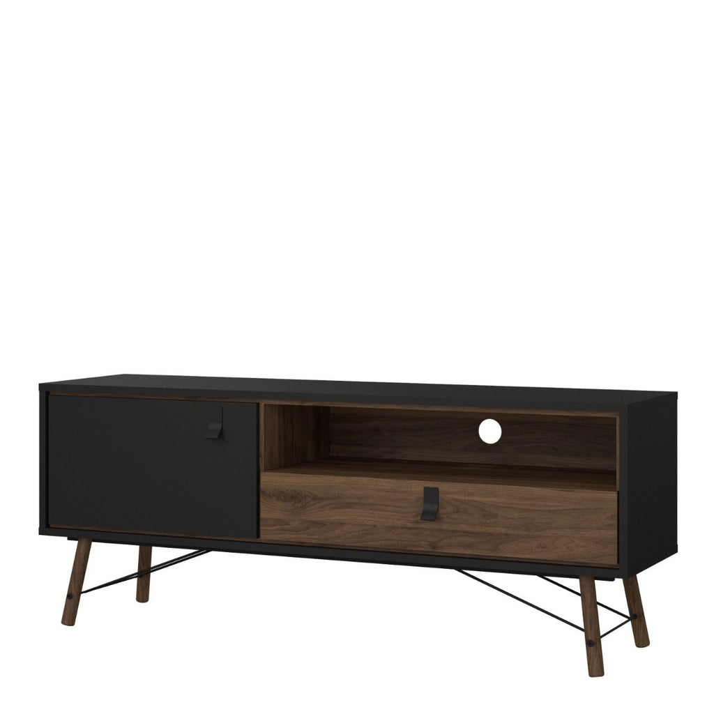 Ry. TV-unit 1 door + 1 drawer Matt Black Walnut