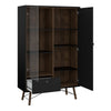 Ry. China cabinet 1 door + 1 glass door + 1 drawer Matt Black Walnut