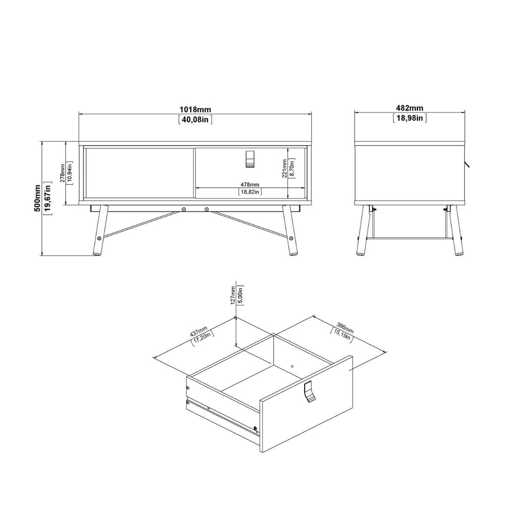 Ry. Coffee table with 1 drawer Matt White