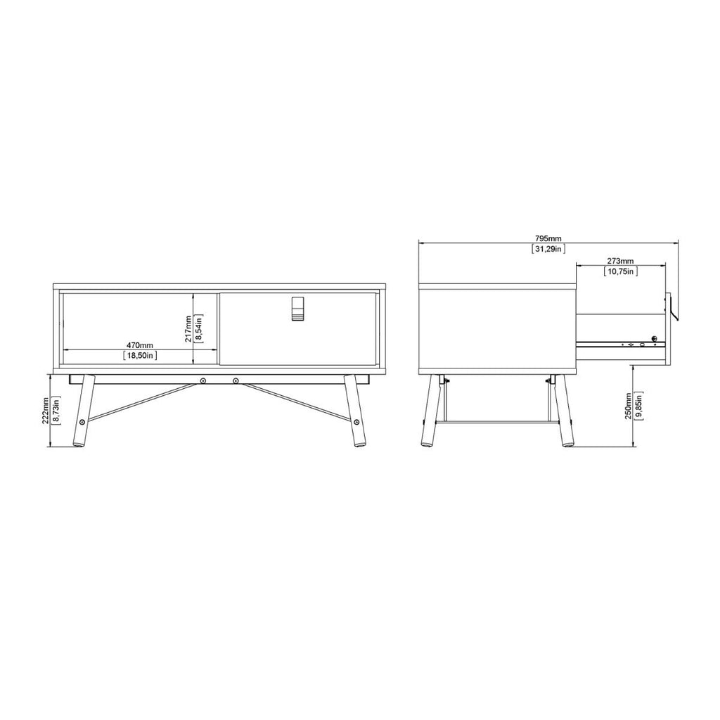 Ry. Coffee table with 1 drawer Matt White