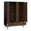 Ry. Wardrobe 3 doors + 3 drawers in Matt Black Walnut