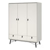 Ry. Wardrobe 3 doors + 3 drawers in Matt White