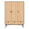 Ry. Wardrobe 3 Doors + 3 Drawers in Jackson Hickory Oak