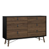 Ry. Wide double chest of drawers 6 drawers in Matt Black Walnut