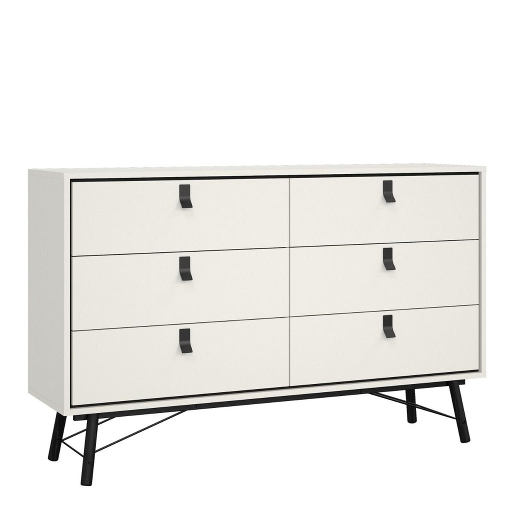 Ry. Wide double chest of drawers 6 drawers in Matt White