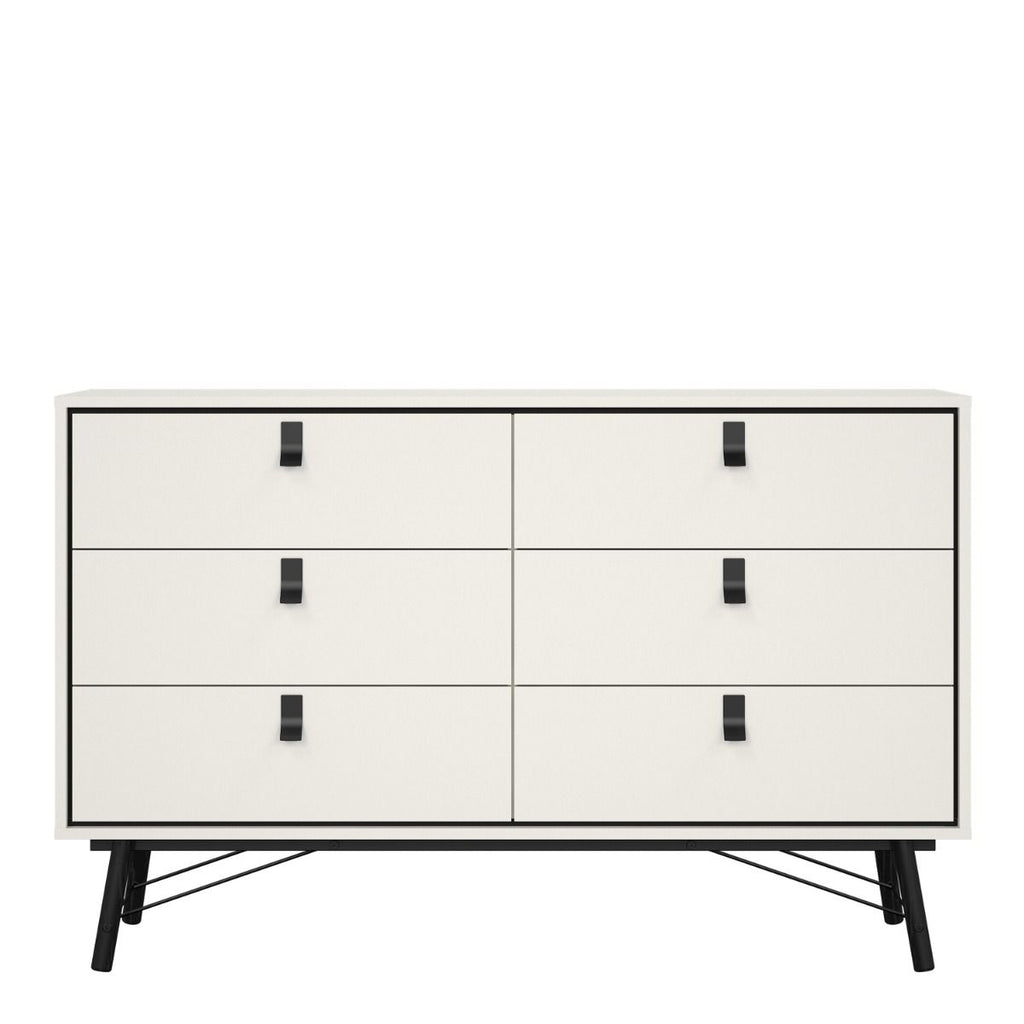 Ry. Wide double chest of drawers 6 drawers in Matt White