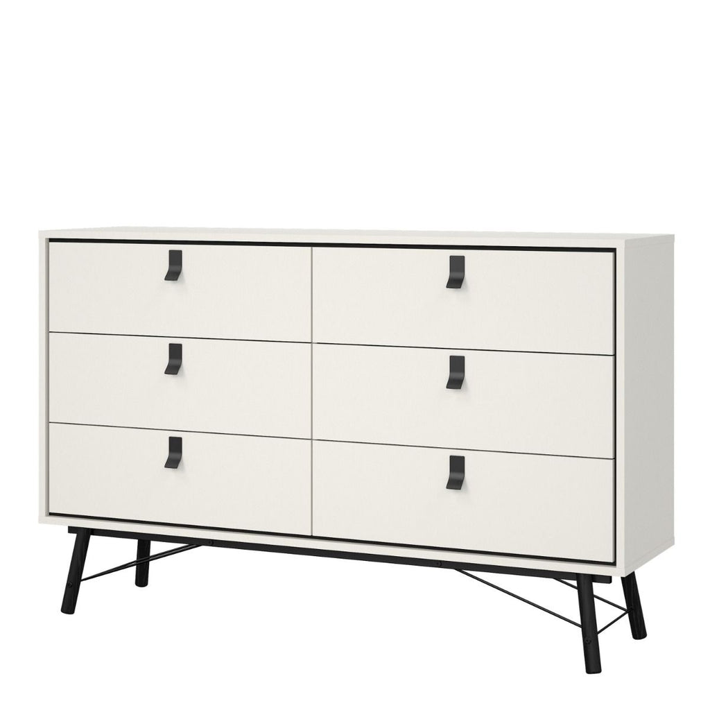 Ry. Wide double chest of drawers 6 drawers in Matt White