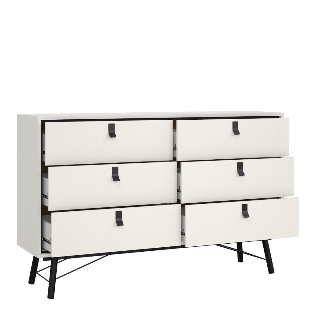 Ry. Wide double chest of drawers 6 drawers in Matt White