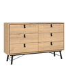 Ry. Wide Double Chest of Drawers 6 Drawers in Jackson Hickory Oak