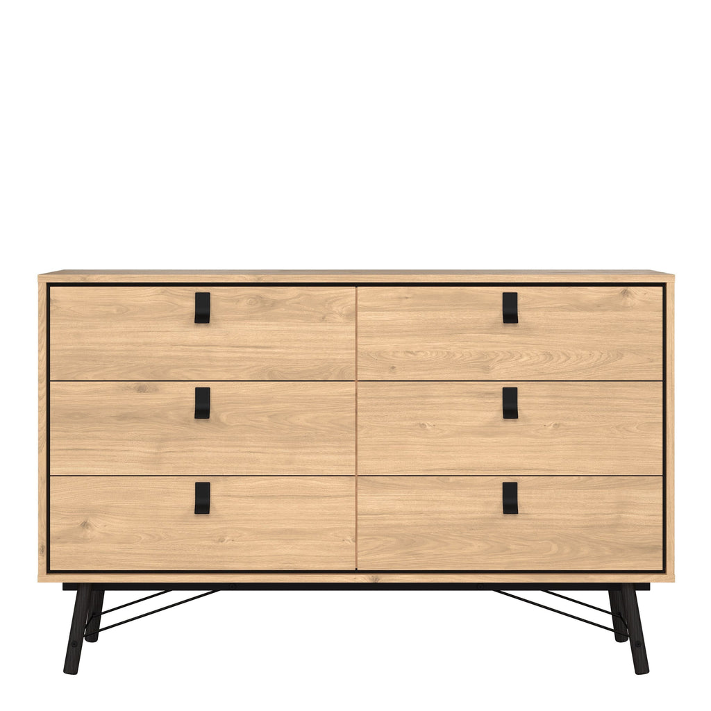 Ry. Wide Double Chest of Drawers 6 Drawers in Jackson Hickory Oak