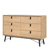 Ry. Wide Double Chest of Drawers 6 Drawers in Jackson Hickory Oak