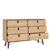 Ry. Wide Double Chest of Drawers 6 Drawers in Jackson Hickory Oak