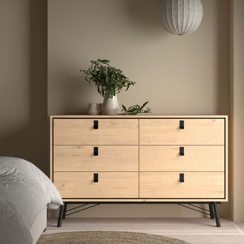 Ry. Wide Double Chest of Drawers 6 Drawers in Jackson Hickory Oak