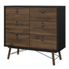 Ry. Double chest of drawers 6 drawers in Matt Black Walnut