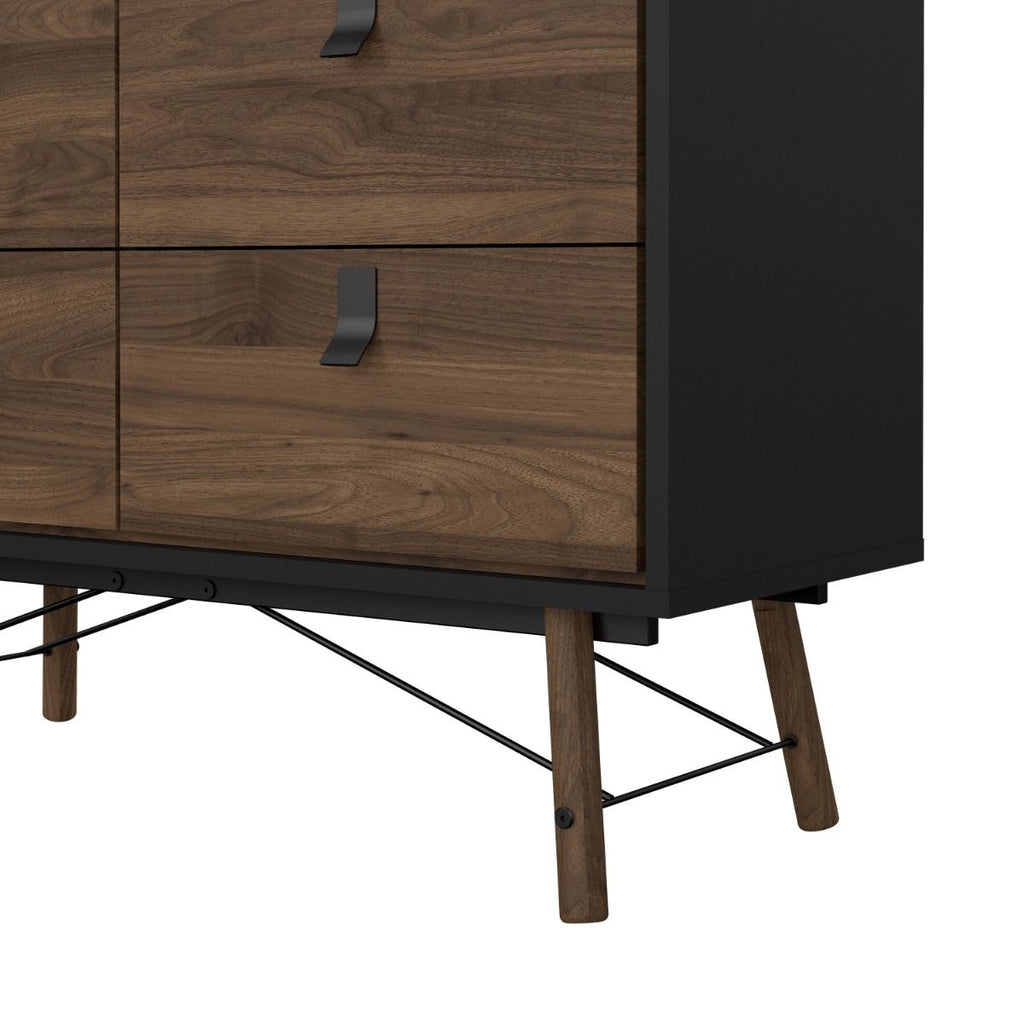 Ry. Double chest of drawers 6 drawers in Matt Black Walnut