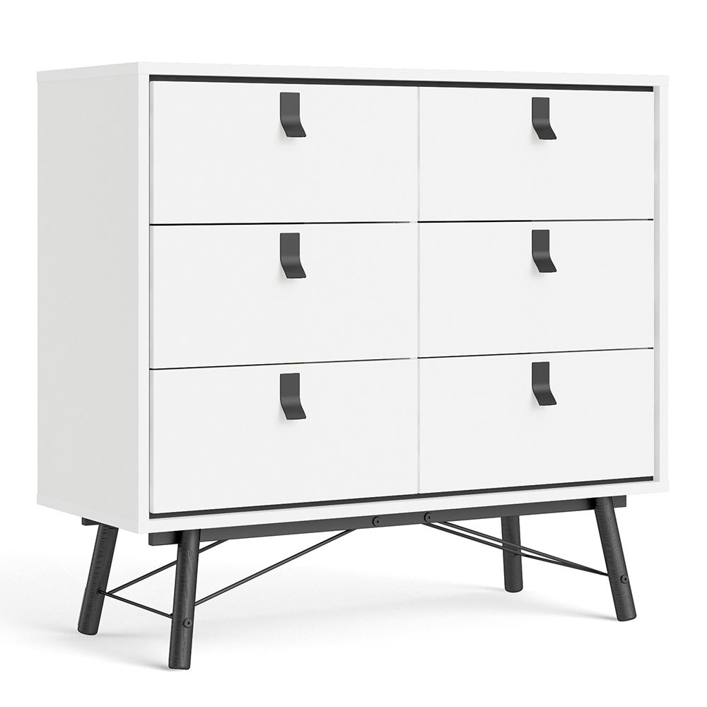 Ry. Double chest of drawers 6 drawers in Matt White