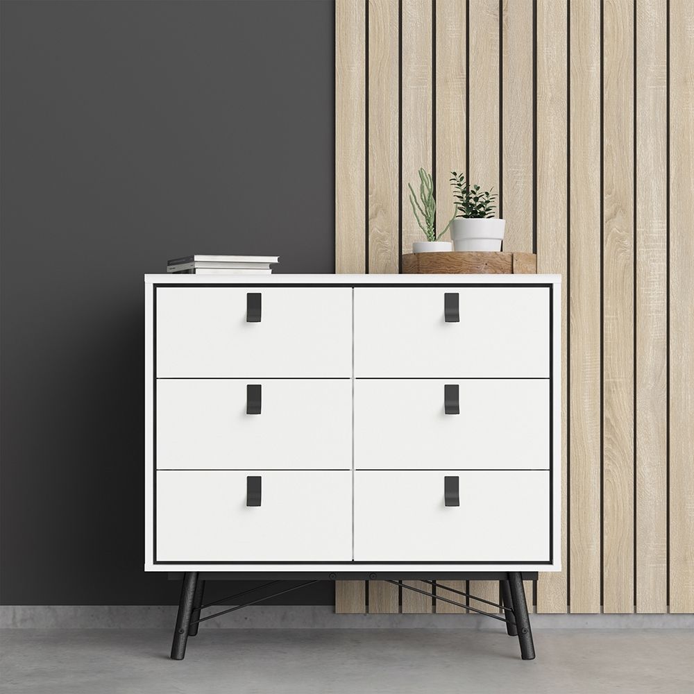 Ry. Double chest of drawers 6 drawers in Matt White