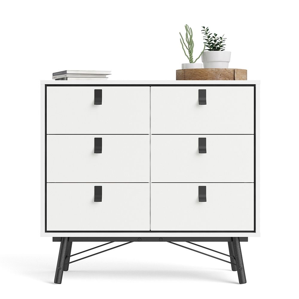 Ry. Double chest of drawers 6 drawers in Matt White