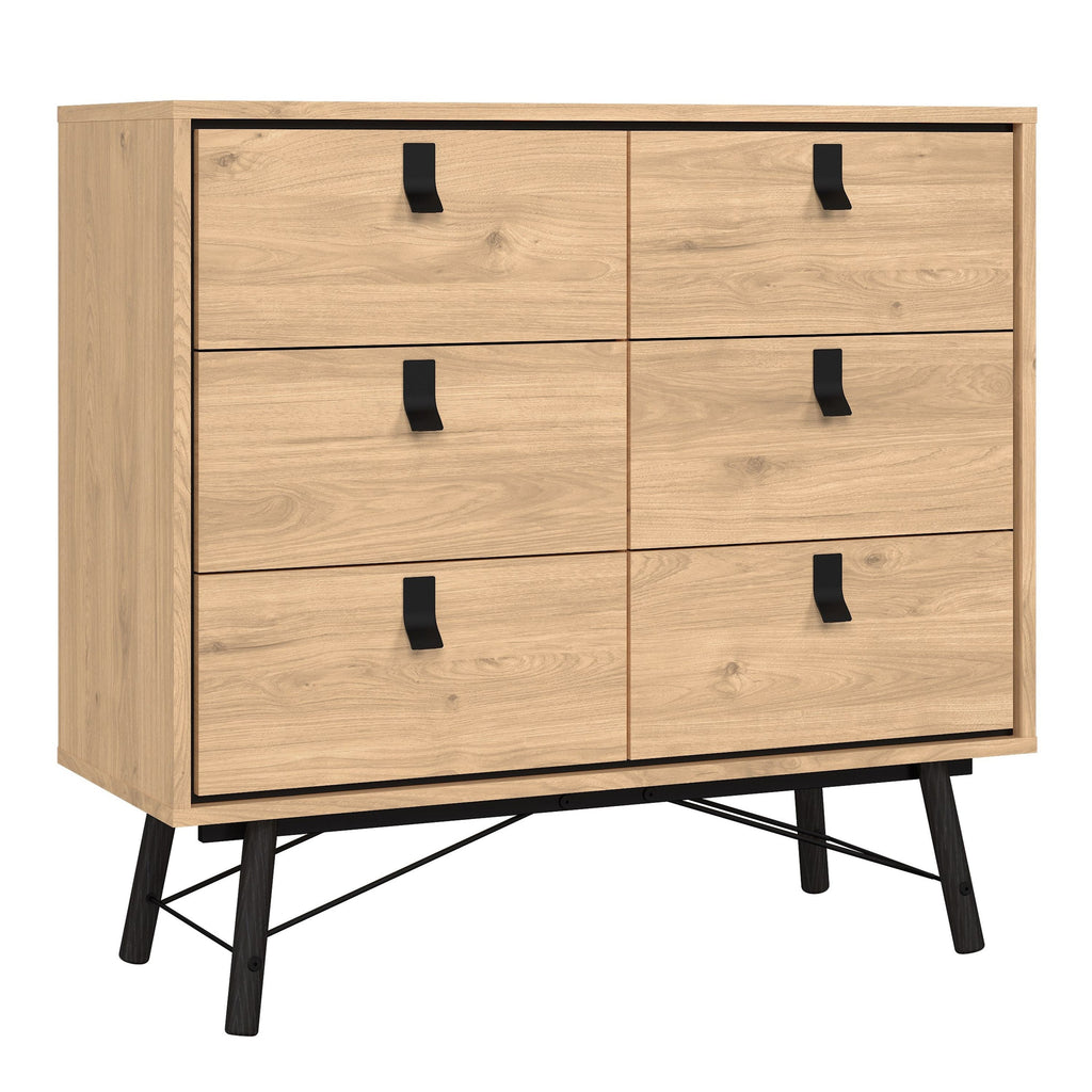 Ry. Small Double Chest of Drawers 6 Drawers in Jackson Hickory Oak