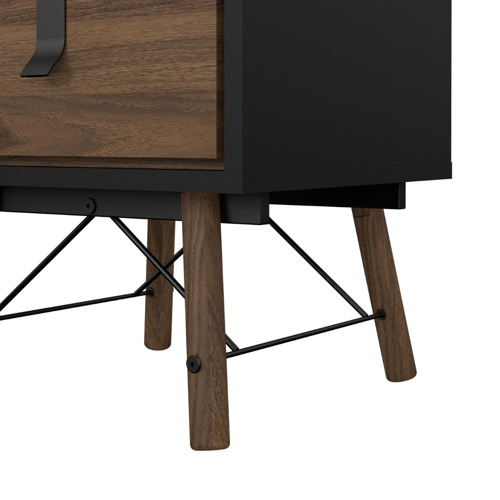 Ry. Bedside cabinet 2 drawer in Matt Black Walnut